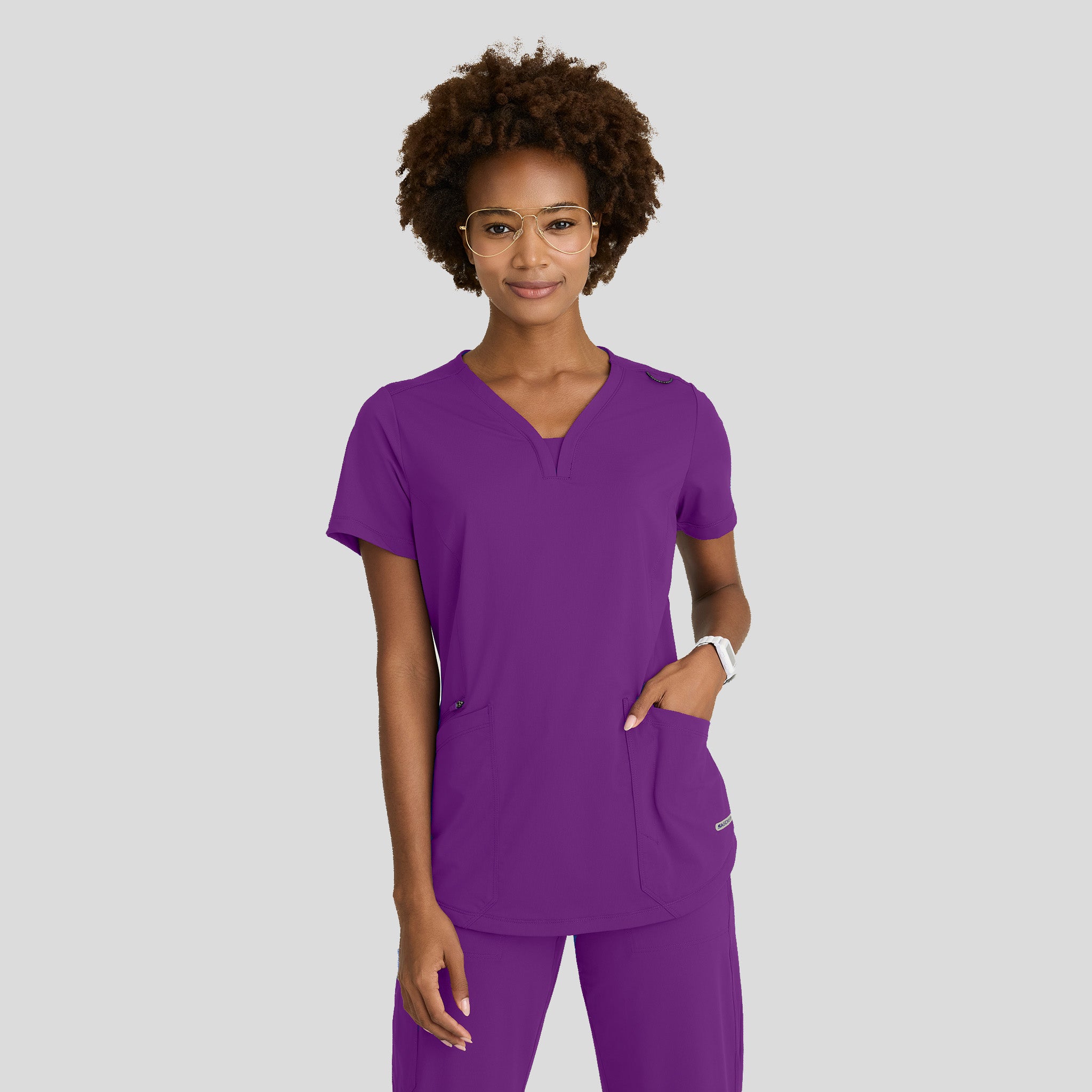 Serene 3-Pocket V-Neck Top | Violet Burst